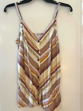 Banana Republic Striped Spaghetti-Strap top in Cream, Mustard & Mauve